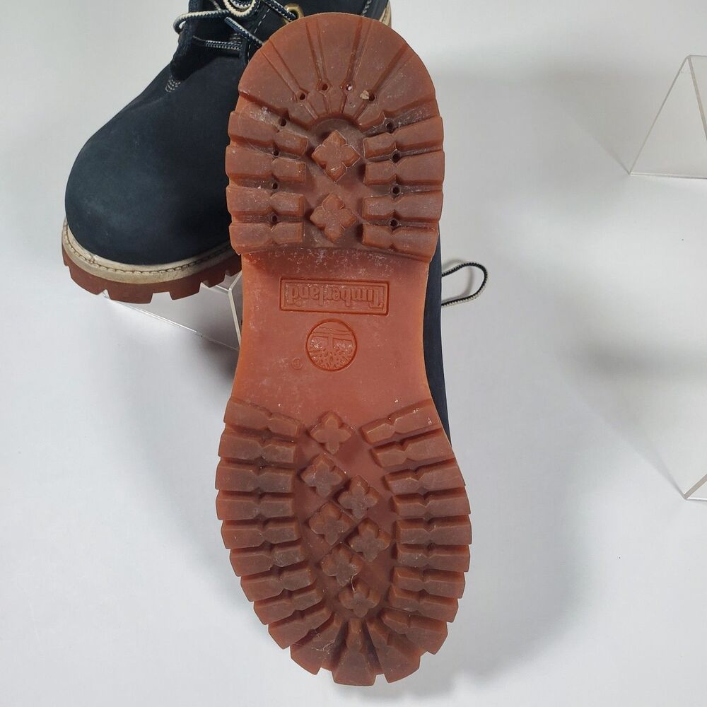 Timberland Men’s Premium 6-Inch Waterproof Boots 8.5M Navy Nubuck White Collar - Picture 12 of 16